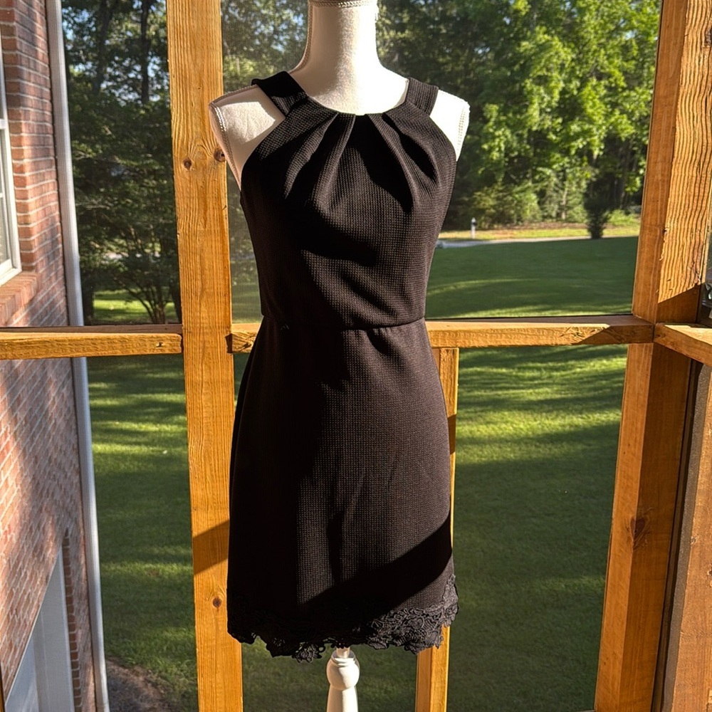 Maurices Elegant Black A-Line Dress with Lace Trim